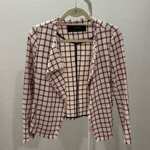 Zara Women's Red and White Grid Blazer